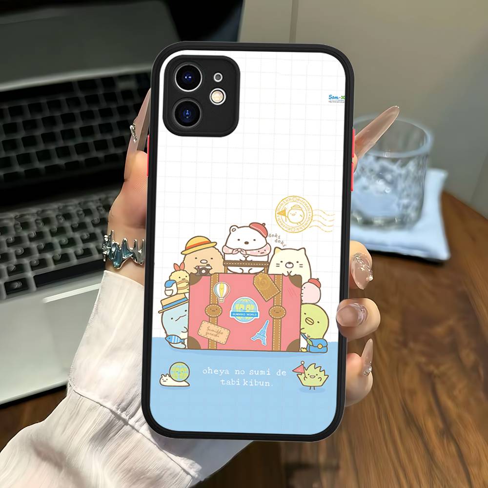 Cartoon S-sumikko Gurashi For IPhone 16 15 14 Plus 13 12 11 Pro Max X XS MAX Translucent Matte Shockproof Cover