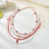 4pcs Set Fashion Cute Strawberry Bow Heart Butterfly Pearls String Beads Fold Wear Necklace for Women Summer Sets Jewelry Gifts
