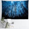 Dark Blue Starry Sky Forest Tapestry Wall Hanging Mysterious Hippie Night View Aesthetic Room Bohemian Room Decor