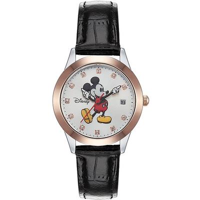 Disney Women's Mickey Mouse Mickey Vivid Leather Band Cubic Decoration Wristwatch D11528,Korean Popular Watches