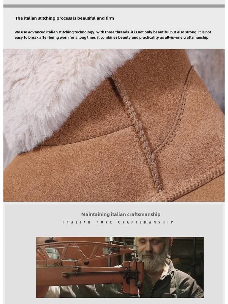 Dam Äkta Läder Pälsfodrade Vinter Snöstövlar 5951