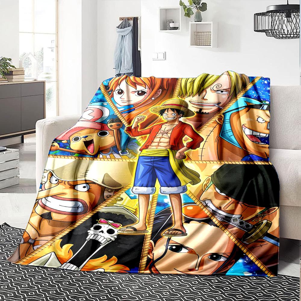 One Piece Adventure Flannel Blanket Super Soft Warm Cozy Blanket For Sofa Bed Office Travel Allseason Home Decor Gift