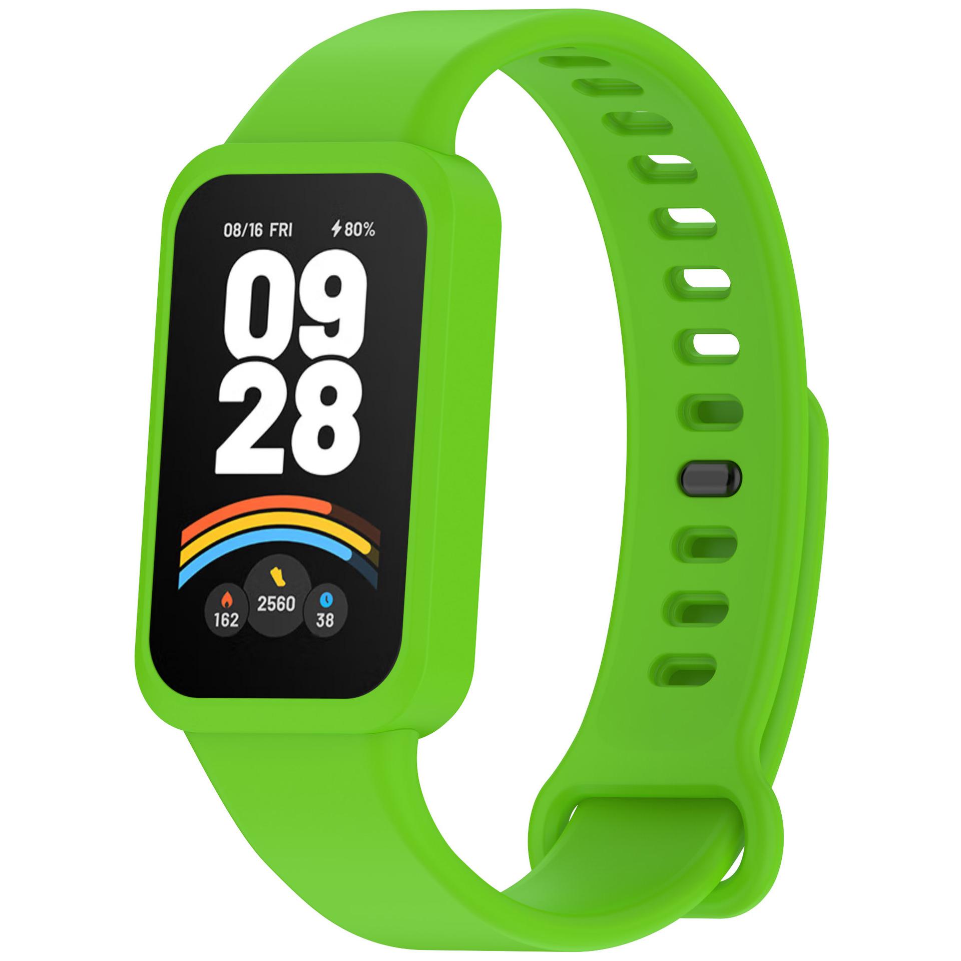 

М який силіконовий ремінець для Xiaomi Mi Band 9 Active Спортивний змінний браслет з рамкою-чохлом для Mi Band 9active Ремінець Correa for Mi Band 9 Active зелений