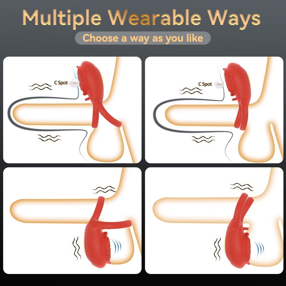 Vibrating Cock Ring with Rose Clitoral Stimulator Delayed Ejaculation Penis Rings Vibrator Couples Adult Sex Toys for Men Women