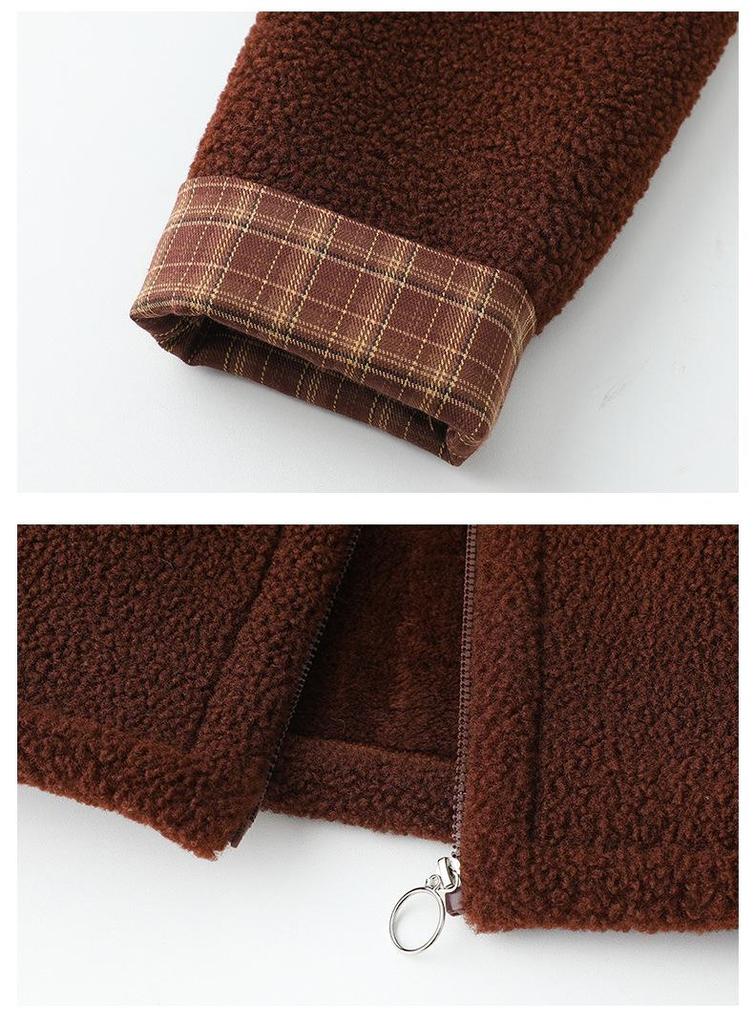 New Style Winter Plus Velvet Thick Fleece Hooded Zipper Jacket for Middle-Aged & Elderly Women