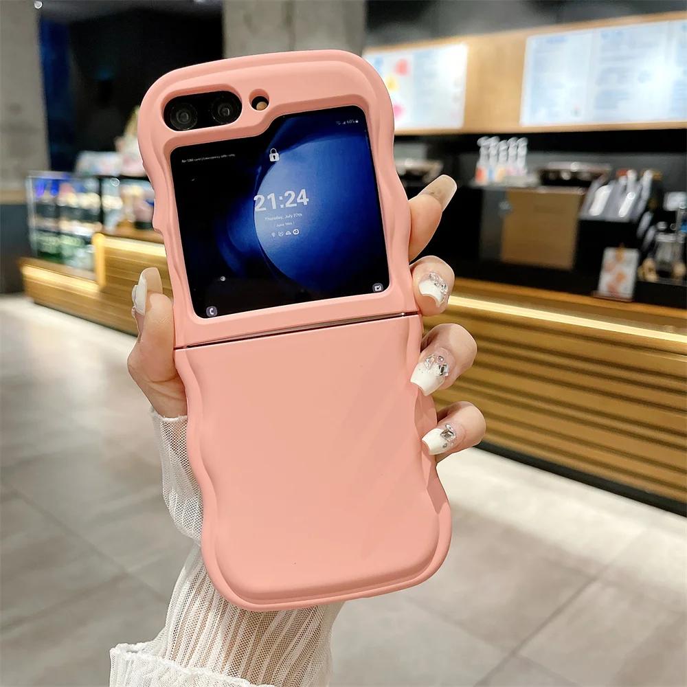 Fashion Matte Wave Edge Silicone Phone Case for Samsung Galaxy Z Flip 6 Z Flip5 Z Flip4 Z flip3 Shockproof Soft Cover