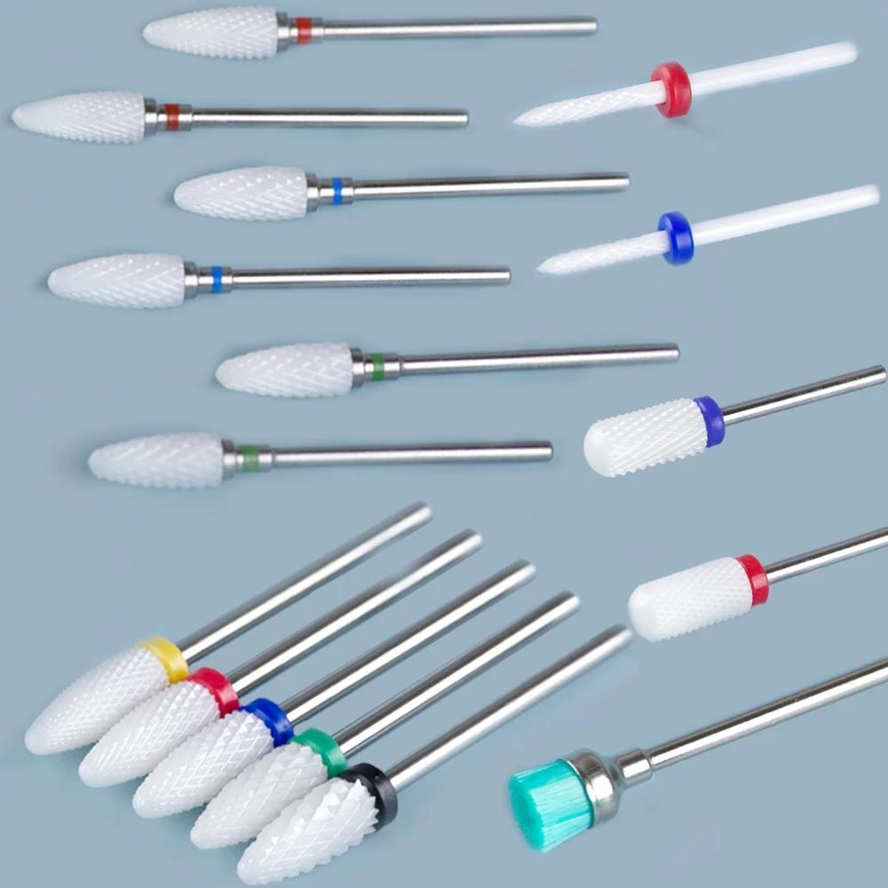 2 PCS Ceramic Milling Cutter For Manicure Machine Set Nail Drill Bits Corundum Mill Cutters Nails Pedicure Bit Sanding Cap