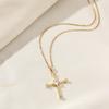 Golden Zirconia Arrow Cross Pendant Necklace, Dainty Jewelry for Women