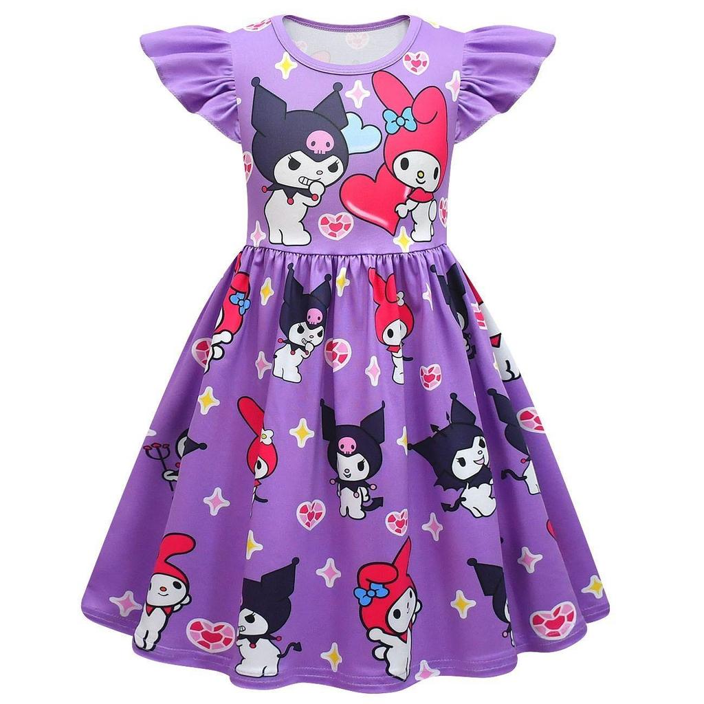 Summer Cartoon Sanrio Kuromi Kuromi Cute Princess Dress Digital 3D Printed Kids Dress Dress