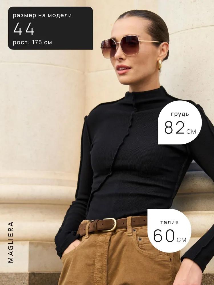 

Women s Half Turtleneck Slim Long Sleeve T-shirt Top L чёрный