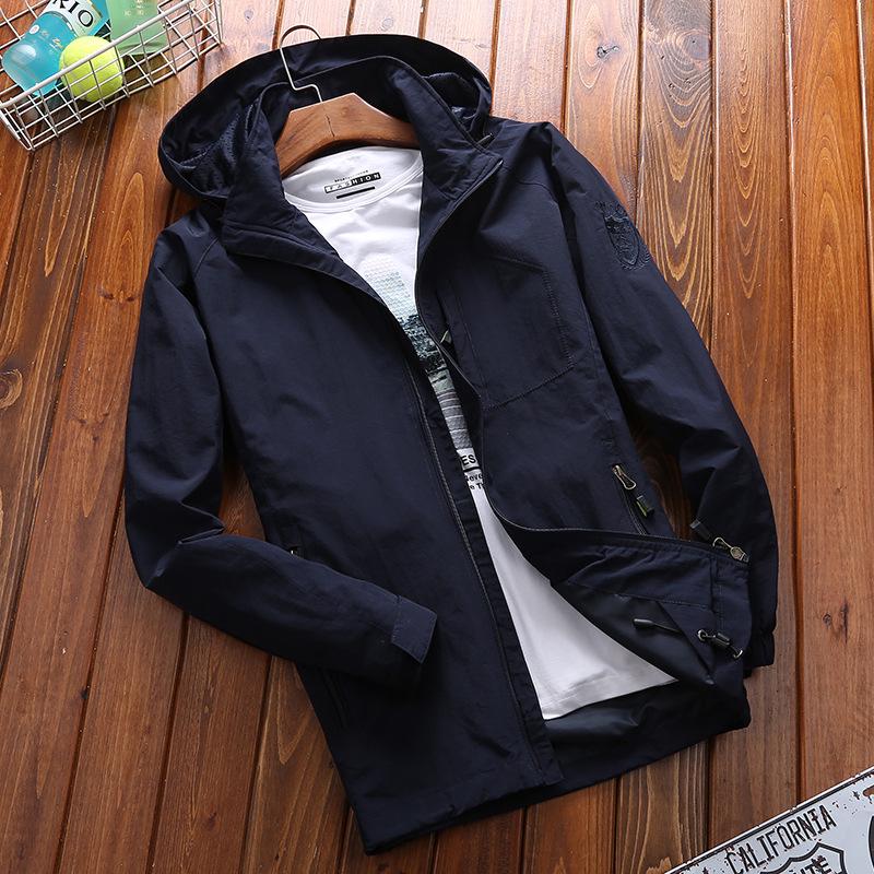 Herrenjacke Jugend Herbst Herren dünne lässige große Größe Jacke einfarbig Outdoor Top