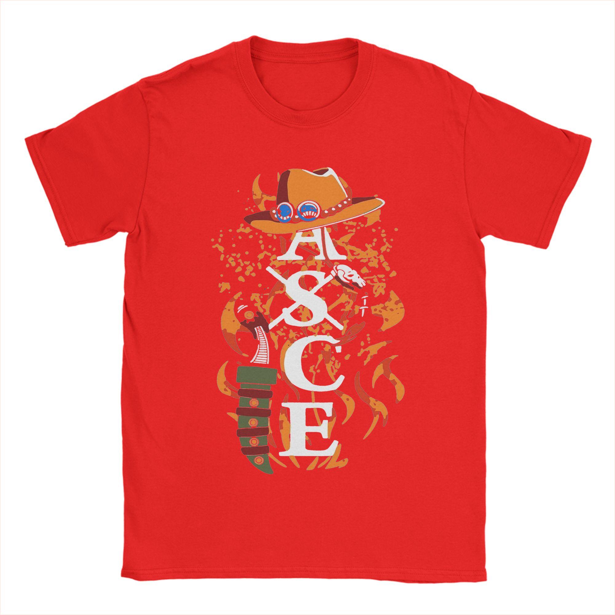 Men Portgas D Ace T Shirt Ones Pieces Cotton Clothing Funny Short Sleeve Crewneck Tee Shirt Plus Size TShirts M