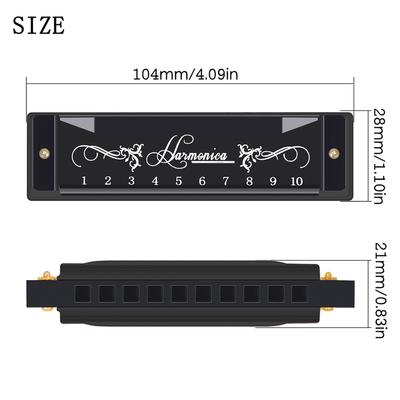 IRIN 10 Hole Harmonica Key of C 20 Tone Musical Gift with Storage Case for Beginner Student