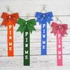 Pack of 8 Elegant Glitter Cheerleader Keychain Accessories Rhinestones Cheer Bowknot Ribbon Sports Team Spirit Gifts