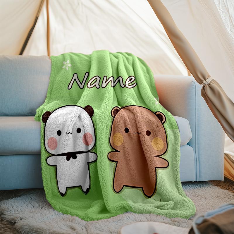 Personalized Custom Name Blanket - Bubu and Dudu Print Design,Blanket for Sofa,Bed,Travel,Camping - Soft and Warm, Great Gift
