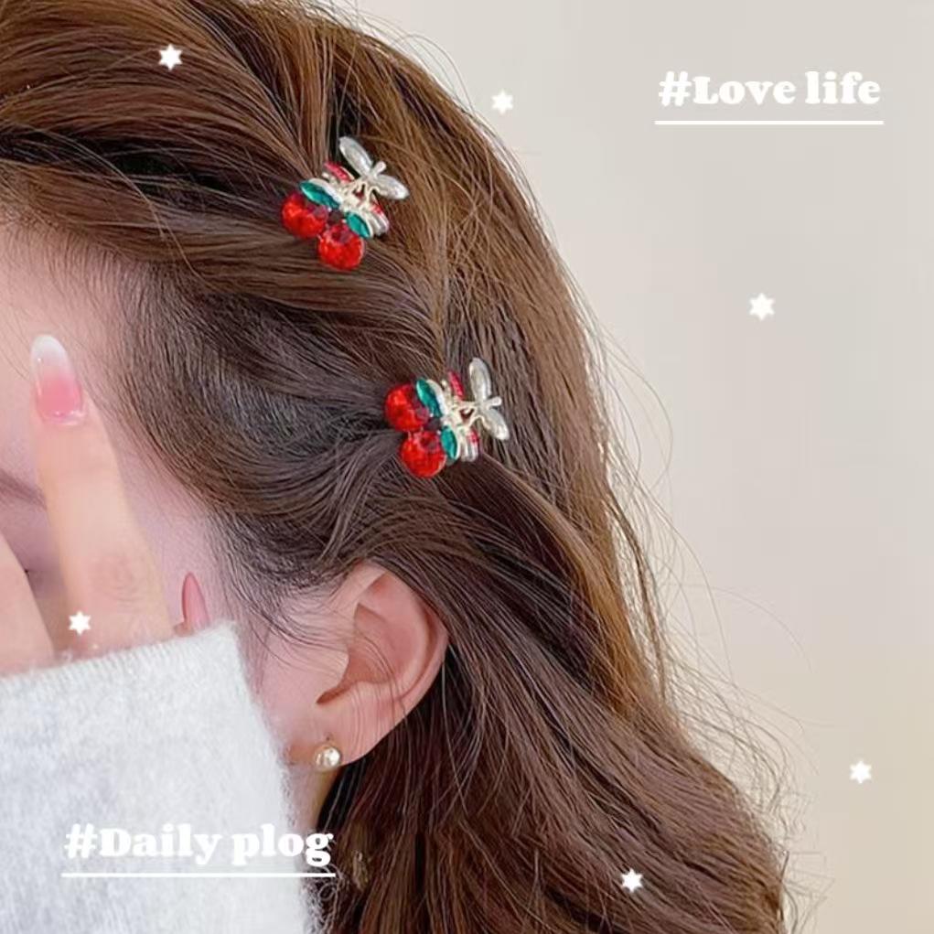Exquisite Christmas Cherry Mini Claw Hair Clips Set