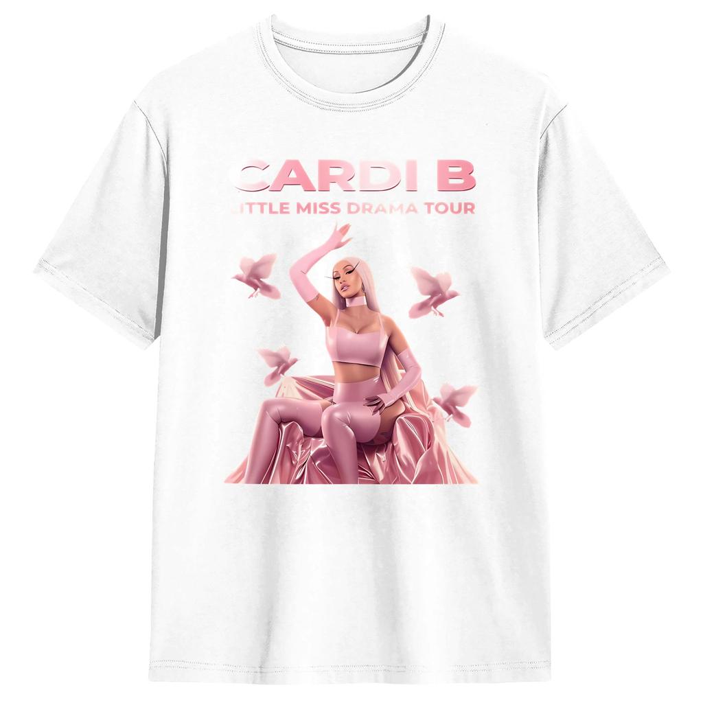 Cardi B Little Miss Drama Tour 2026 T Shirt Harajuku TShirts Short Sleeve Funny Tops Summer Pure Cotton Plus Size Tees