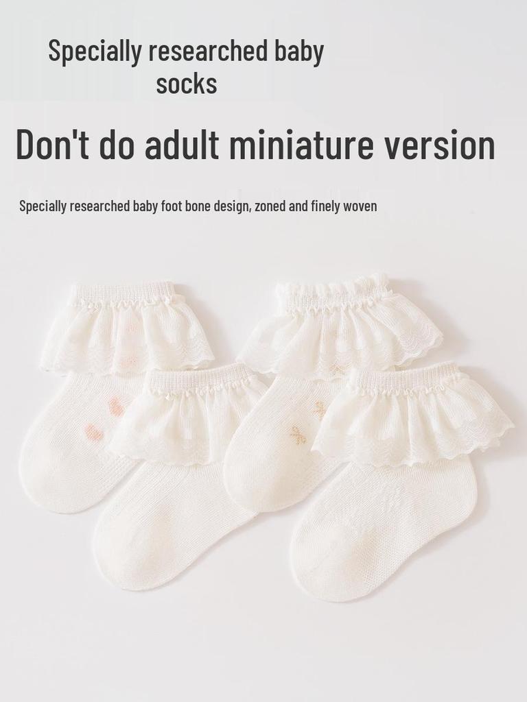 Spring & Summer Lace Mid-Calf Baby Socks - Seamless Mesh Dance Style for Girls