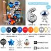 64pcs Astronaut Rocket Balloon Silver Number Birthday Balloon Set Space Theme Party Decoration Children's Party Supplies