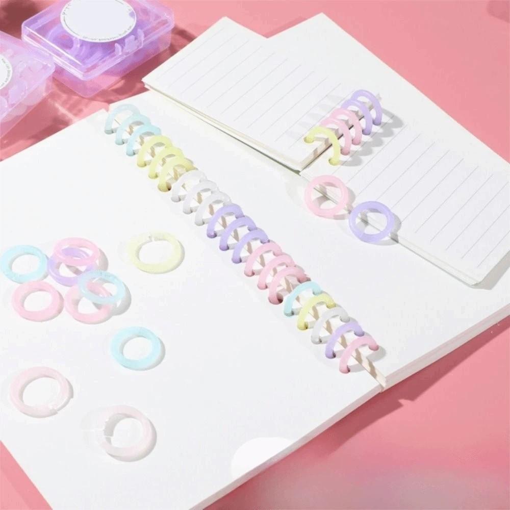 20pcs/box Transparent Colorful Plastic Binding Coils Punch Buckle Rings  Binding Notebooks