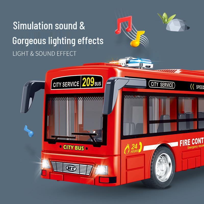 Children's Police Bus Toy Car with Sound, Lights, and Openable Door