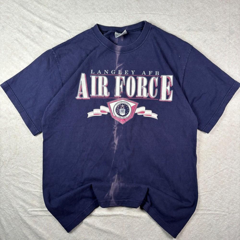 Faded Navy Langley AFB AirForce Gear for Sport BiG Cotton MAde in USAT-Shirt – L Unisex T-Shirt