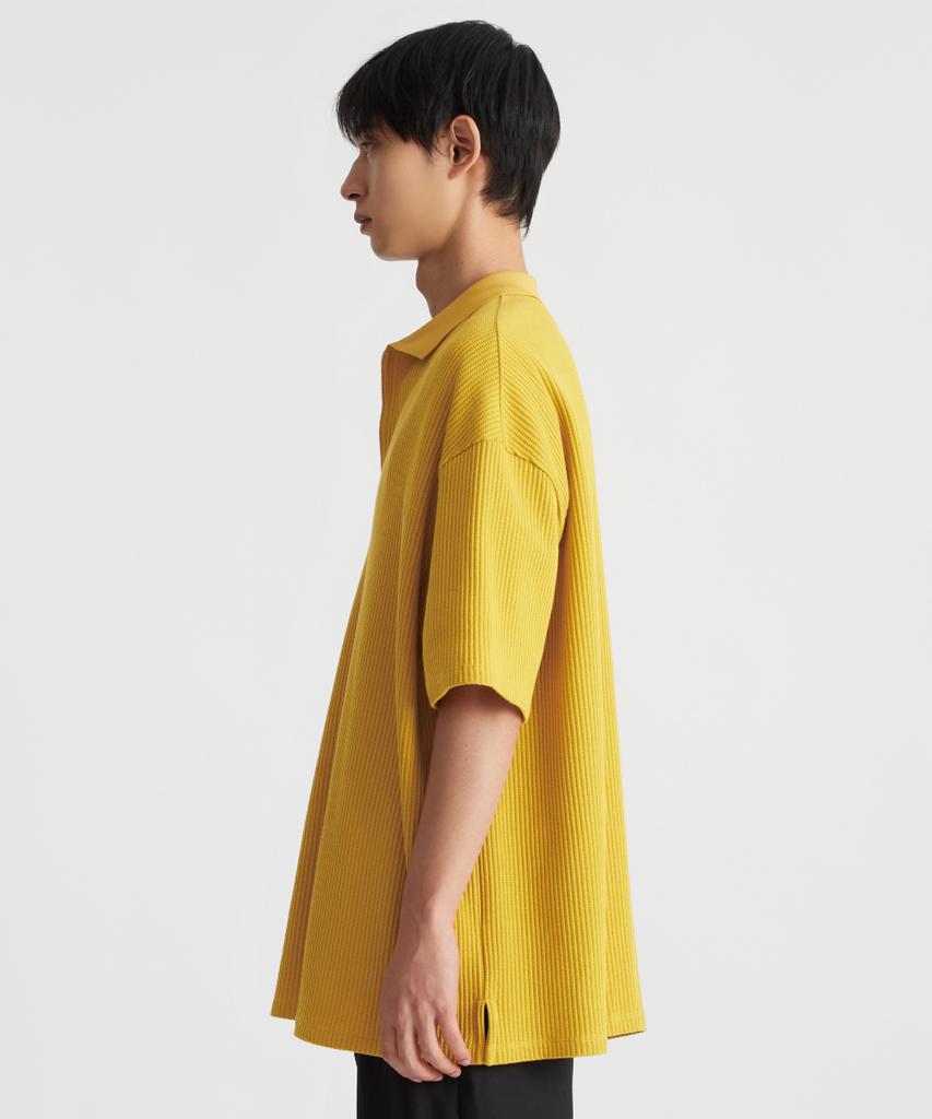 Keontempoleolieokauncheu Waffle Texture Oversized Polo Shirt Mustard [Men'S]