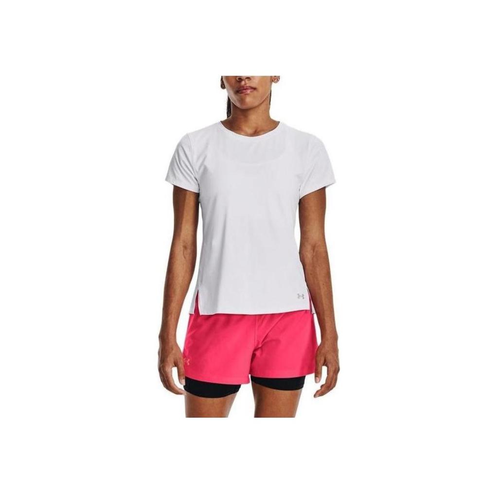 Under Armour Iso-Chill Series Solid Color Running Sports Tight Short Sleeve T-Shirt Women Tops White 1376819-100