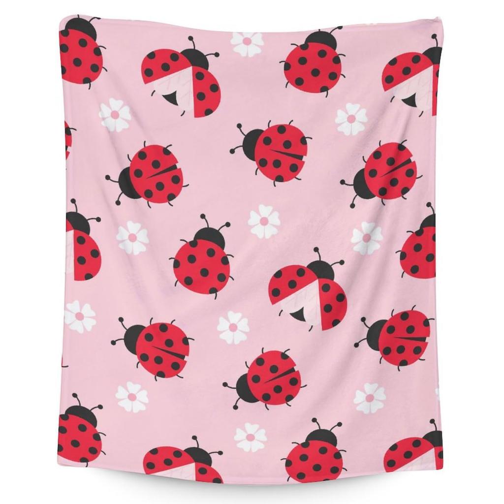 Red Ladybug Blanket Soft Warm Flannel Blanket Bed Sofa Car Blanket Ladybug Print Blanket Shawl Blanket