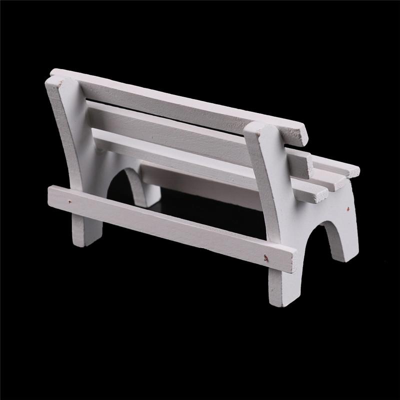 Biały Park Ławka Siedzisko Mikro Krajobraz Krzesło Rzemiosło Zabawki Dollhouse Home Decor