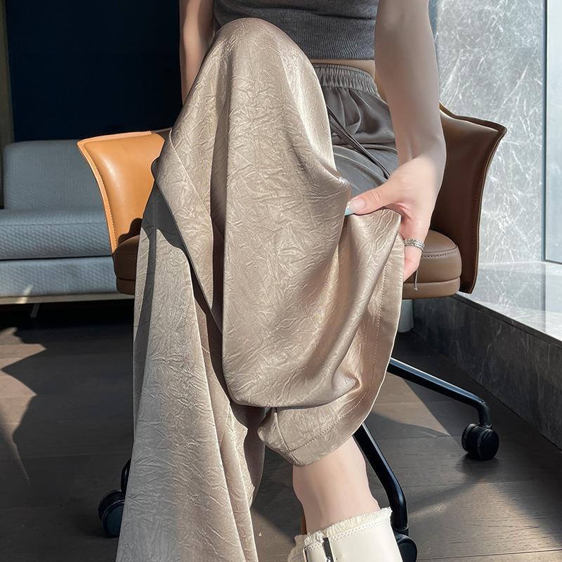 Acetate Satin Wide-leg Pants Women's New Summer Thin Straight Drop Ice Silk Pants