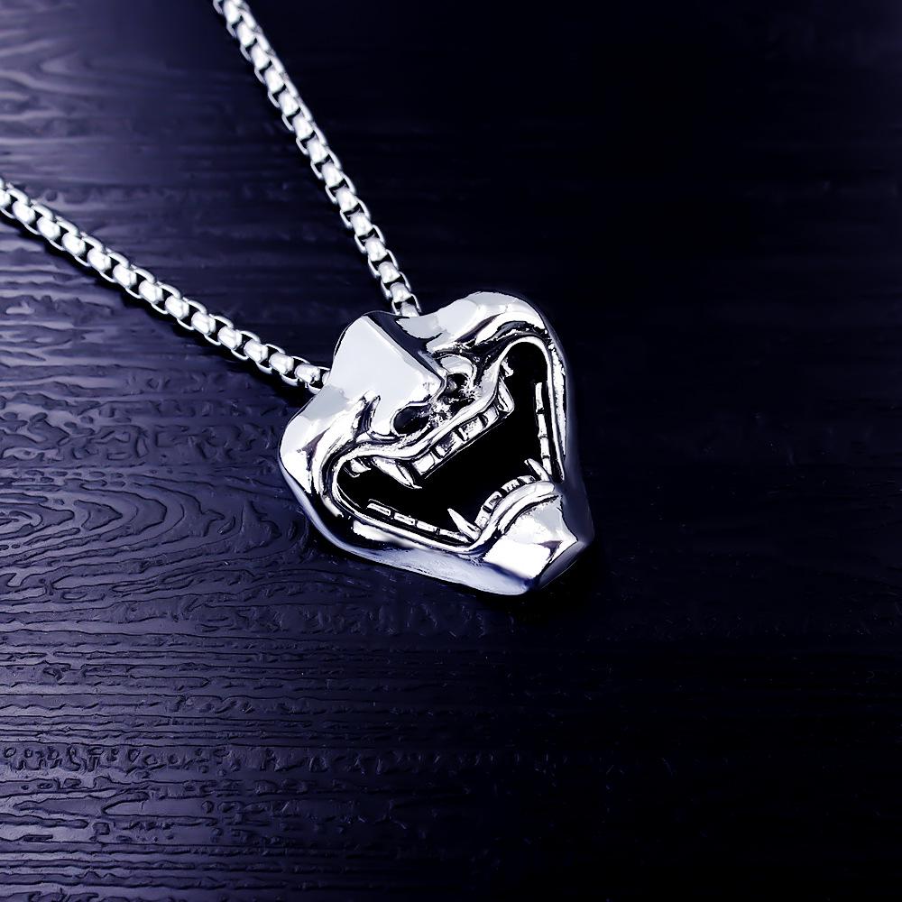 European Viking Titanium Steel Rune Necklace with Stainless Steel Spearhead and Compass Pendant