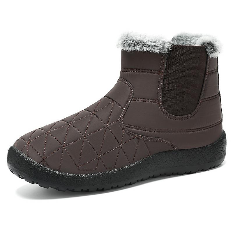 Women's Fashionable and Versatile Warm Padded Lining Snow Boots Comfortable Soft Elastic Thick Sole Cushioning Waterproof Non-slip Cotton Shoes.