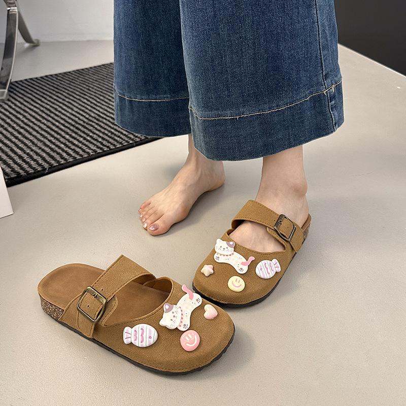 

Thick-soled hole shoes women s 2025 summer new fashion soft-soled bag head beach cool slippers outside wearing shit feeling 41 хаки