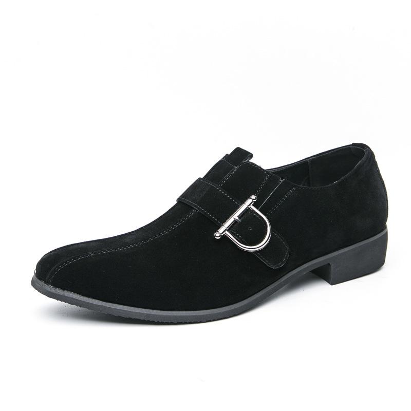 Men s Trendy Plus Size Matte Leather Loafers - Pointed Toe Slip-on Shoes 44 чёрный