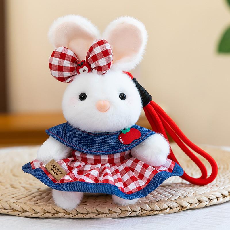 Plush Bunny Keychain With Short Plush Fabric For Girls Gift And Backpack Decor