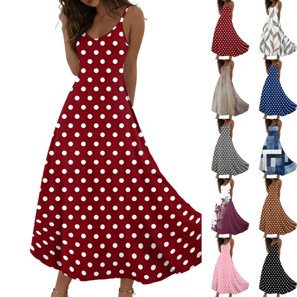 Abiti Estivi Da Donna Abiti Lunghi Svasati Linea Ad A Senza Maniche Vestiti Estivi Con Tasche