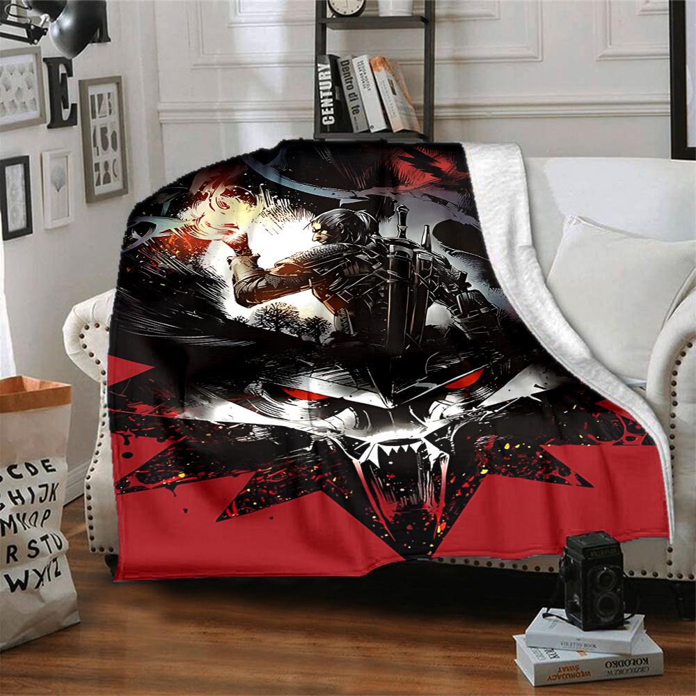 1pc The Witcher Soft Comfortable Blanket Digital Print, All Season Multipurpose Knit Fabric Bedding, Office, Sofa Home Decor Blanket