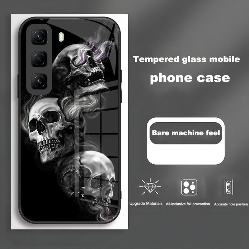 Handyhülle Für Infinix Hot 50 Pro Plus Hülle Harte PC Stoßfeste Abdeckung Gehärtetes Glas Hülle Hot 50 Pro+ Vollständige Schutzhülle Funda