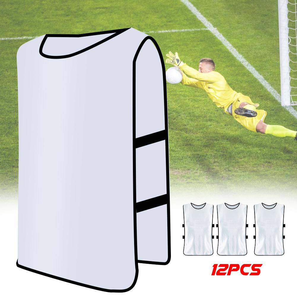 12 Stück Outdoor Sportwesten Scrimmage Fußball Fußballtraining Atmungsaktiv Erwachsene Trikotweiß Erwachsene