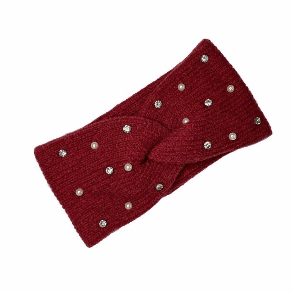 Rhinestone Pearl Decor Winter Pearl Headband Multiple Colors Elastic Ear Warmer Winter