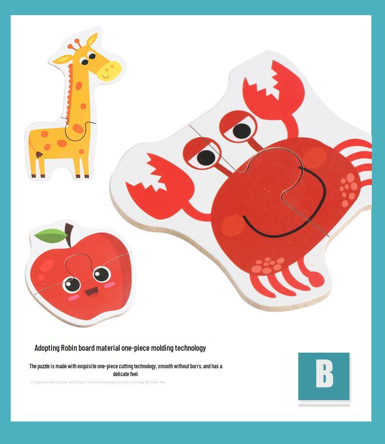 23-Piece Early Education Wooden Puzzle for Kids: Vegetables, Fruits, Animals, Transportation