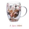 250/350ml Double Wall Coffee Mug With Handles Clear Milk Cups Gifts High Borosilicate Glass Cup Fill Simulated Flowers Teacup