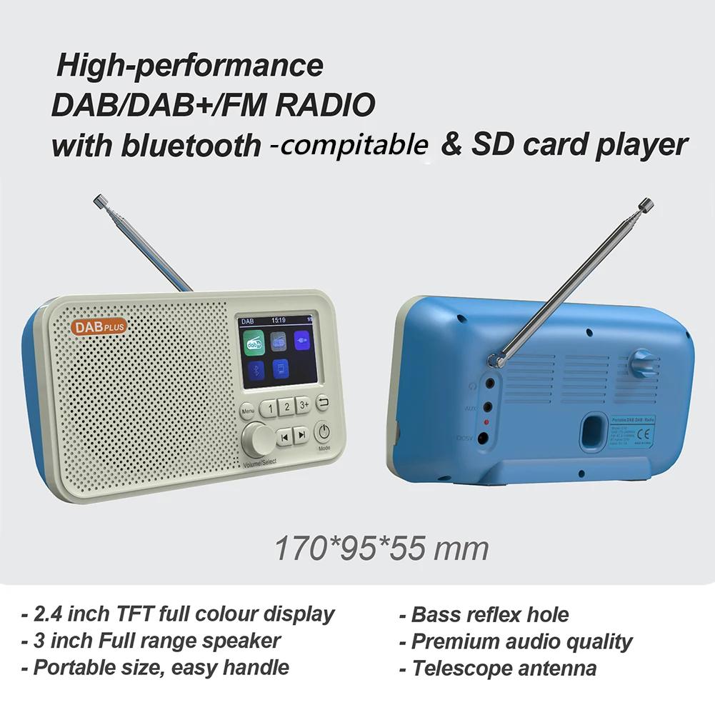 C10 Radio 2.4 Inch LCD Screen Alarm Clock Radio DAB DAB+ FM BT MP3 Player Portable Radio Broadcasting Radio Supports TF Card