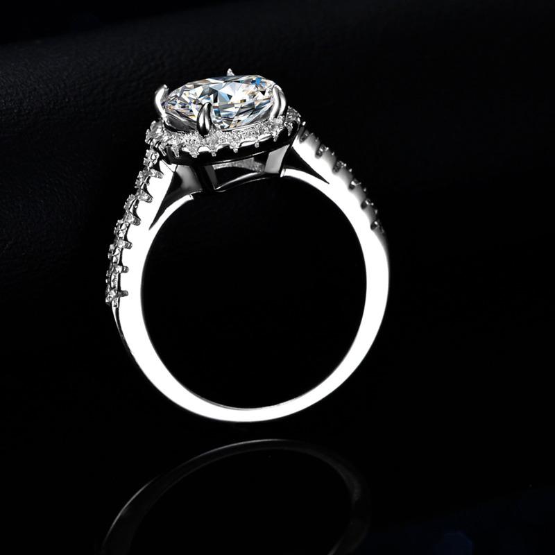 Bague Ringen Luxury 2.0 Carat Moissanite Oval Cut Diamond Rings For Women Band 100% 925 Sterling Silver Wedding Engagement Gift