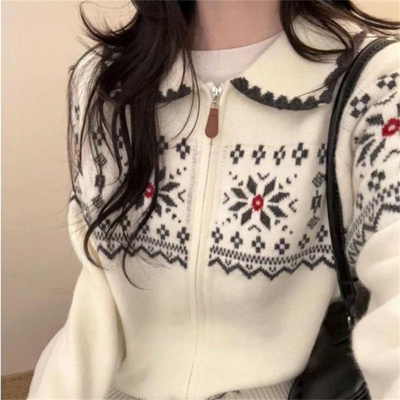 New Fall/Winter Stretch Knit Jackets and Tops Men Women Loose-Fit Knit Sweaters Vintage Jacquard Knit Cardigans