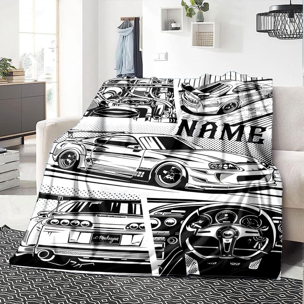 Customized Sports Car Design Throw Customizable Blanket Customize Text Durable Comfort Great For Sofa Couch Office Bed Picnics For All Occasions