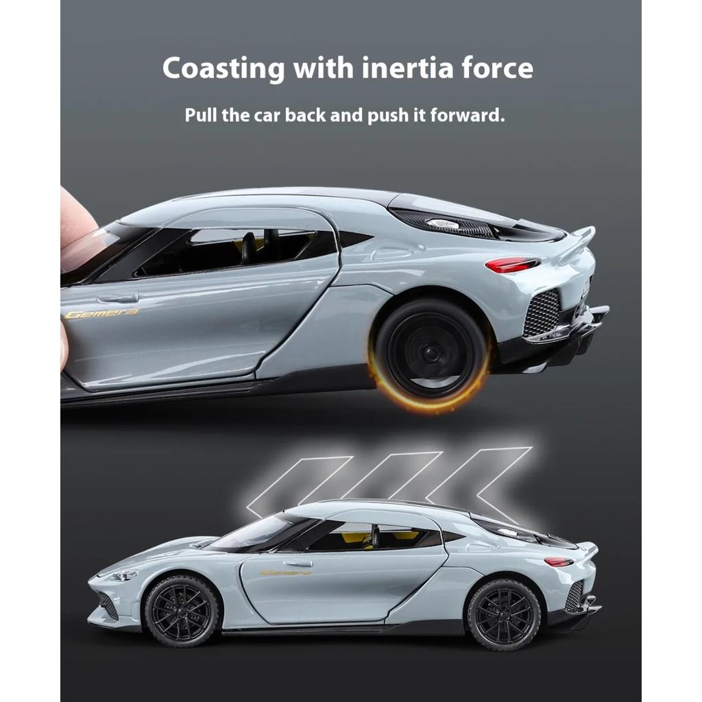 1/32 Koenigsegg Gemera GT Alloy Car Model, Simulated Sound and Light Children's Toy Car Ornaments To Collect Boys' Birthday Gifts