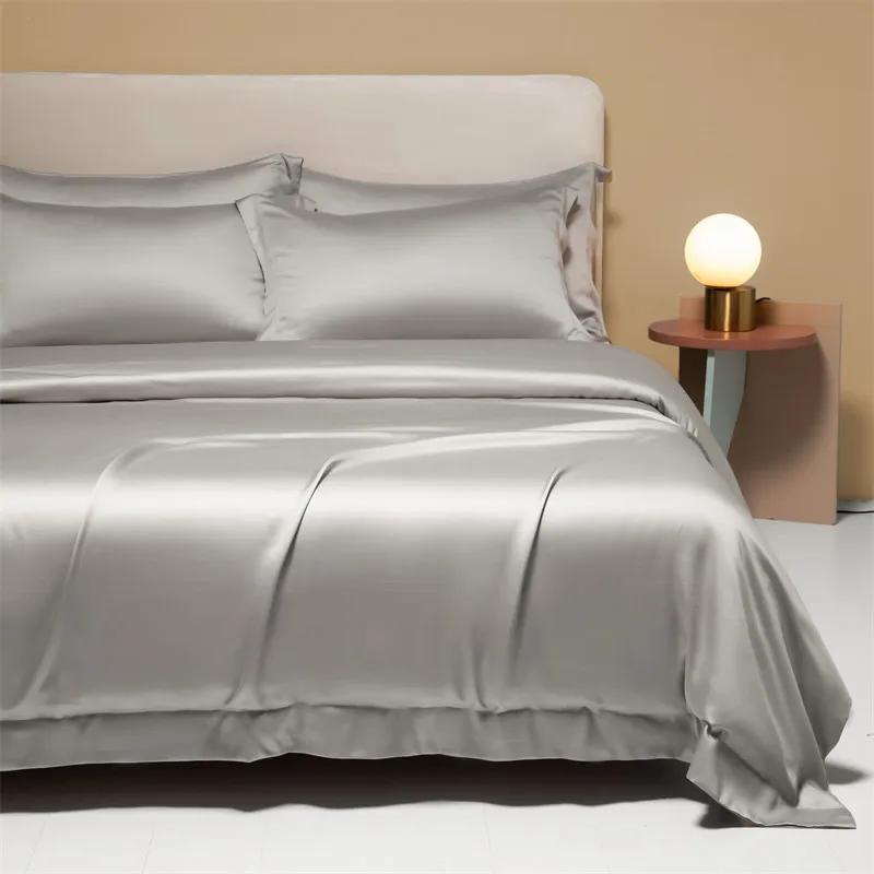 High-End 120S Natural Fabric Bedding Sets Summer Cooling Ice Silk Fitted Sheet Set Skin Friendly Comfortable Bedclothes For Home