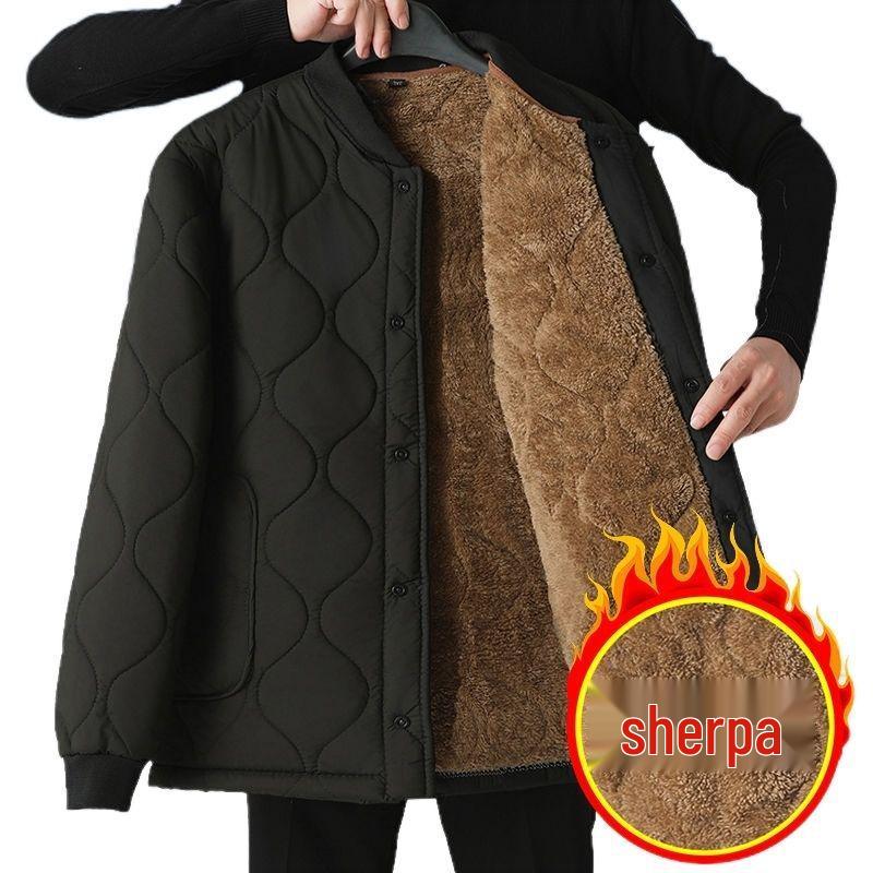Men's Lambswool Cotton Jacket Liner - Warm, Thickened, Close-Fitting for Autumn/Winter